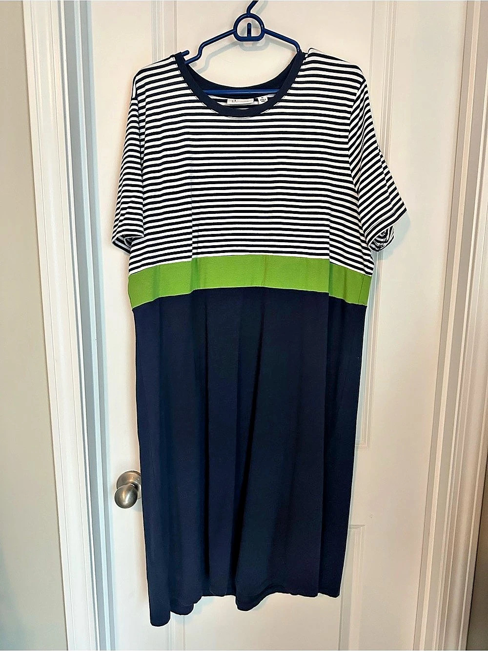 d&co. Striped Midi Dress in Blue & Green Size XL